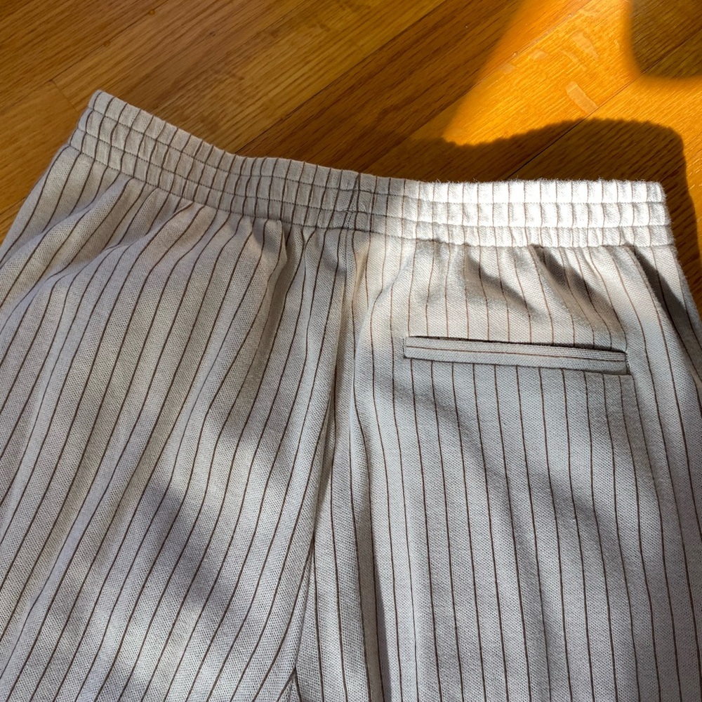 Pants with matching set stripped beige and brown